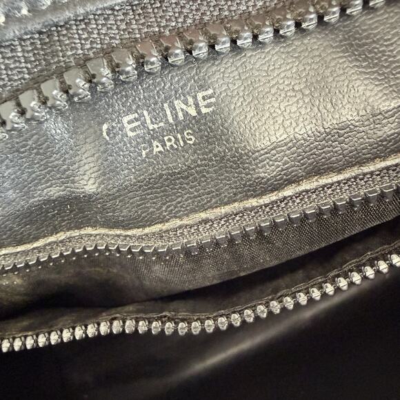 Vintage Celine Clutch Bag Leather Black Triomphe Pouch Purse - Picture 8 of 8